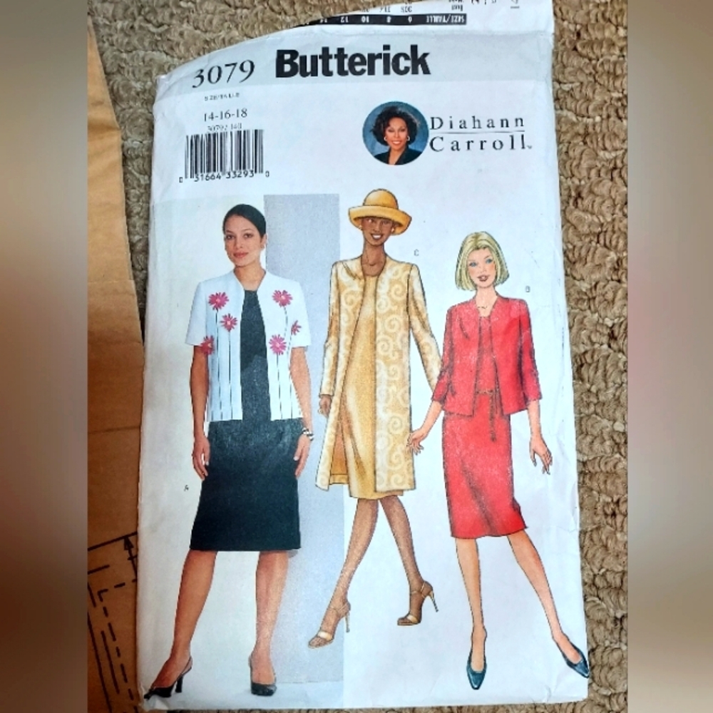 Vintage Butterick Pattern 3079 Size 14 16 18 Uncut Diahann Carroll Jacket Dress